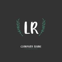 LR Initial handwriting and signature logo design with circle. Beautiful design handwritten logo for fashion, team, wedding, luxury logo. vector