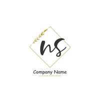 NS Initial handwriting and signature logo design with circle. Beautiful design handwritten logo for fashion, team, wedding, luxury logo. vector