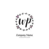 wp escritura a mano inicial y diseño de logotipo de firma con círculo. hermoso diseño de logotipo escrito a mano para moda, equipo, boda, logotipo de lujo. vector