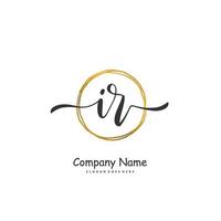 IR Initial handwriting and signature logo design with circle. Beautiful design handwritten logo for fashion, team, wedding, luxury logo. vector