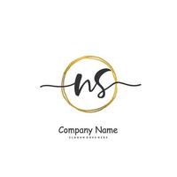 NS Initial handwriting and signature logo design with circle. Beautiful design handwritten logo for fashion, team, wedding, luxury logo. vector