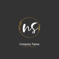 NS Initial handwriting and signature logo design with circle. Beautiful design handwritten logo for fashion, team, wedding, luxury logo. vector