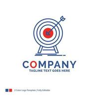 Company Name Logo Design For goal. hit. market. success. target. Blue and red Brand Name Design with place for Tagline. Abstract Creative Logo template for Small and Large Business. vector