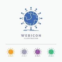 global. student. network. globe. kids 5 Color Glyph Web Icon Template isolated on white. Vector illustration