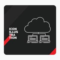 Red and Black Creative presentation Background for cloud. network. server. internet. data Line Icon vector