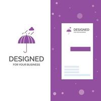 Business Logo for Umbrella. camping. rain. safety. weather. Vertical Purple Business .Visiting Card template. Creative background vector illustration