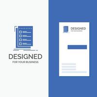 Business Logo for Check. checklist. list. task. to do. Vertical Blue Business .Visiting Card template. vector