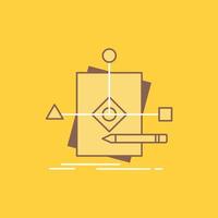 Algorithm. business. foretelling. pattern. plan Flat Line Filled Icon. Beautiful Logo button over yellow background for UI and UX. website or mobile application vector