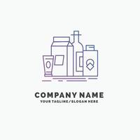 packaging. Branding. marketing. product. bottle Purple Business Logo Template. Place for Tagline