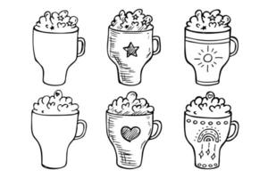 Cute milkshake illustration. Simple cup clipart. Pretty drink doodle set vector