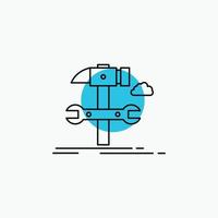 Build. engineering. hammer. repair. service Line Icon vector