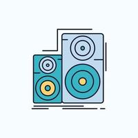 Audio. hifi. monitor. speaker. studio Flat Icon. green and Yellow sign and symbols for website and Mobile appliation. vector illustration