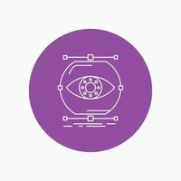visualize. conception. monitoring. monitoring. vision White Line Icon in Circle background. vector icon illustration