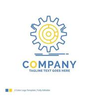 setting. data. management. process. progress Blue Yellow Business Logo template. Creative Design Template Place for Tagline. vector