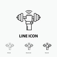 Dumbbell. gain. lifting. power. sport Icon in Thin. Regular and Bold Line Style. Vector illustration