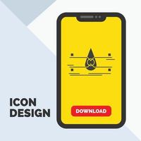 water. Monitoring. Clean. Safety. smart city Glyph Icon in Mobile for Download Page. Yellow Background vector
