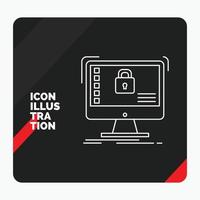 Red and Black Creative presentation Background for secure. protection. safe. system. data Line Icon vector