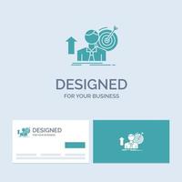 success. user. target. achieve. Growth Business Logo Glyph Icon Symbol for your business. Turquoise Business Cards with Brand logo template. vector