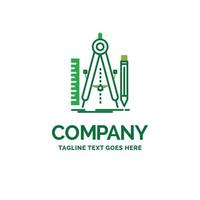 Build. design. geometry. math. tool Flat Business Logo template. Creative Green Brand Name Design. vector