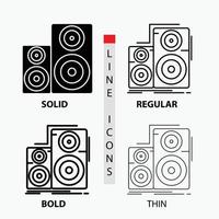 Audio. hifi. monitor. speaker. studio Icon in Thin. Regular. Bold Line and Glyph Style. Vector illustration