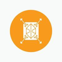 Object. prototyping. rapid. structure. 3d White Glyph Icon in Circle. Vector Button illustration