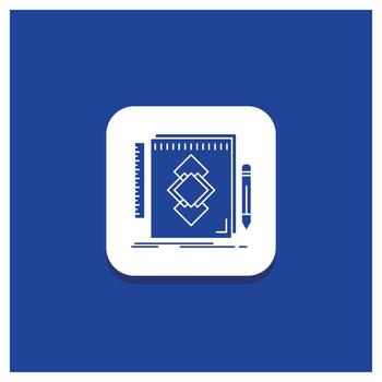 botón redondo azul para el diseño. herramienta. identidad. dibujar. icono de glifo de desarrollo vector
