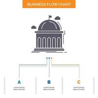 Library. school. education. learning. university Business Flow Chart Design with 3 Steps. Glyph Icon For Presentation Background Template Place for text. vector