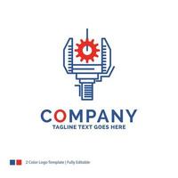 Company Name Logo Design For Automation. industry. machine. production. robotics. Blue and red Brand Name Design with place for Tagline. Abstract Creative Logo template for Small and Large Business. vector