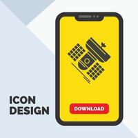 Broadcast. broadcasting. communication. satellite. telecommunication Glyph Icon in Mobile for Download Page. Yellow Background vector