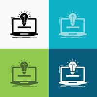 laptop. solution. idea. bulb. solution Icon Over Various Background. glyph style design. designed for web and app. Eps 10 vector illustration