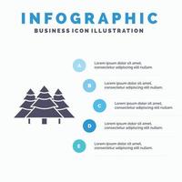 bosque. cámping. selva. árbol. plantilla de infografías de pinos para sitio web y presentación. icono de glifo gris con ilustración de vector de estilo infográfico azul.