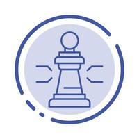 Chess Advantage Business Figures Game Strategy Tactic Blue Dotted Line Line Icon vector