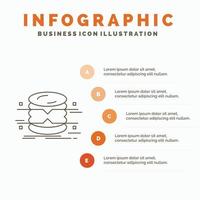 database. data. architecture. infographics. monitoring Infographics Template for Website and Presentation. Line Gray icon with Orange infographic style vector illustration