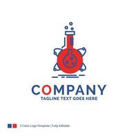 Company Name Logo Design For research. laboratory. flask. tube. development. Blue and red Brand Name Design with place for Tagline. Abstract Creative Logo template for Small and Large Business. vector