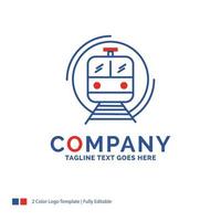 Company Name Logo Design For metro. train. smart. public. transport. Blue and red Brand Name Design with place for Tagline. Abstract Creative Logo template for Small and Large Business. vector