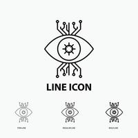 Infrastructure. monitoring. surveillance. vision. eye Icon in Thin. Regular and Bold Line Style. Vector illustration