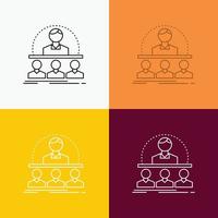 Business. coach. course. instructor. mentor Icon Over Various Background. Line style design. designed for web and app. Eps 10 vector illustration