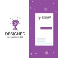 Business Logo for award. cup. prize. reward. victory. Vertical Purple Business .Visiting Card template. Creative background vector illustration