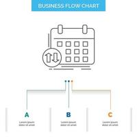 schedule. classes. timetable. appointment. event Business Flow Chart Design with 3 Steps. Line Icon For Presentation Background Template Place for text vector