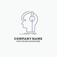 composer. headphones. musician. producer. sound Purple Business Logo Template. Place for Tagline vector