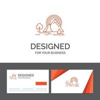 Business logo template for Mountain. hill. landscape. nature. rainbow. Orange Visiting Cards with Brand logo template vector