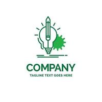 Idea. insight. key. lamp. lightbulb Flat Business Logo template. Creative Green Brand Name Design. vector