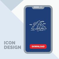 Nature. hill. landscape. mountain. water Line Icon in Mobile for Download Page vector