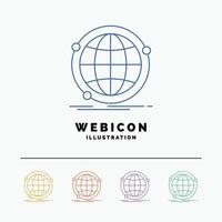 Data. global. internet. network. web 5 Color Line Web Icon Template isolated on white. Vector illustration