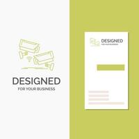 Business Logo for CCTV. Camera. Security. Surveillance. Technology. Vertical Green Business .Visiting Card template. Creative background vector illustration