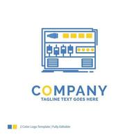 Audio. mastering. module. rackmount. sound Blue Yellow Business Logo template. Creative Design Template Place for Tagline. vector