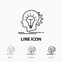 creative. creativity. head. idea. thinking Icon in Thin. Regular and Bold Line Style. Vector illustration