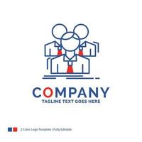 Company Name Logo Design For Team. teamwork. Business. Meeting. group. Blue and red Brand Name Design with place for Tagline. Abstract Creative Logo template for Small and Large Business. vector