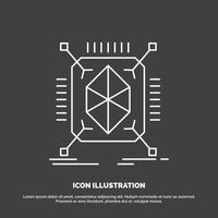 objeto. creación de prototipos rápido. estructura. icono 3d. símbolo de vector de línea para ui y ux. sitio web o aplicación móvil