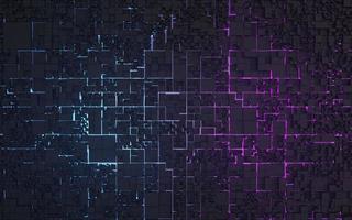 3D rendering Cube abstract technology background with colored bright lighting under the cube. futuristic wallpaper. photo